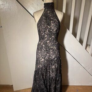 LPA Burnout Velvet Halter Gown • Size XS • NWT